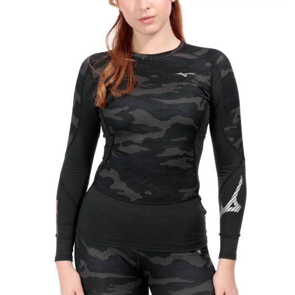 Women's Shirts Sport Underwear Mizuno Virtual Body G3 Crew Shirt  Black A2GAA70509