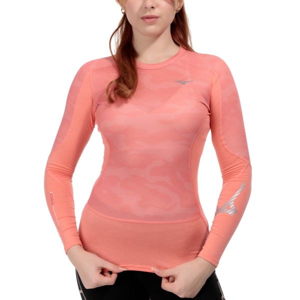 Women's Shirts Sport Underwear Mizuno Virtual Body G3 Crew Shirt  Sugar Coral A2GAA70565