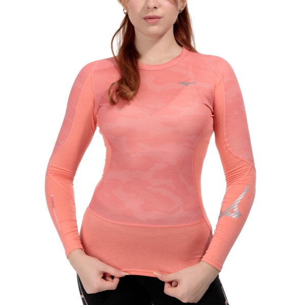 Camiseta Manga Larga Ropa íntima Mujer Mizuno Virtual Body G3 Crew Camisa  Sugar Coral A2GAA70565