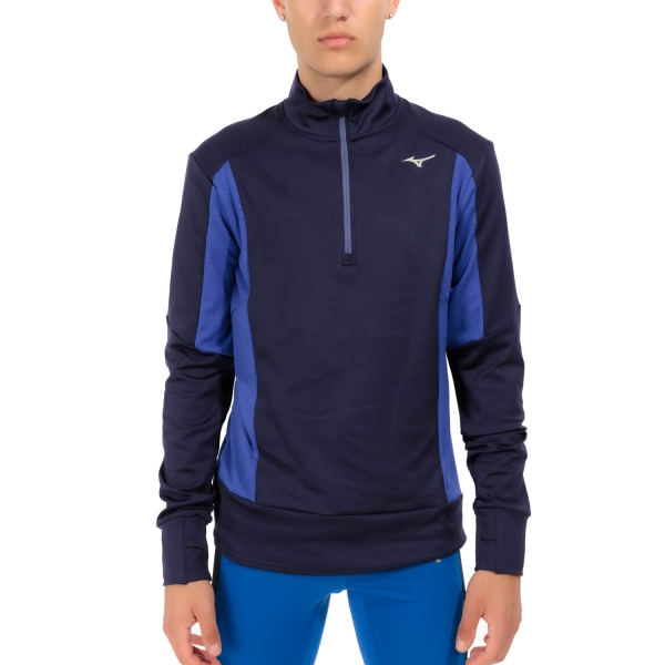 Men's Running Shirt Mizuno Mizuno Warmalite Shirt  Evening Blue/Surf The Web  Evening Blue/Surf The Web 