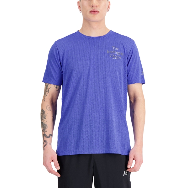 Maglietta Running Uomo New Balance Graphic Impact Maglietta  Marine Blue Heather MT21277MBH