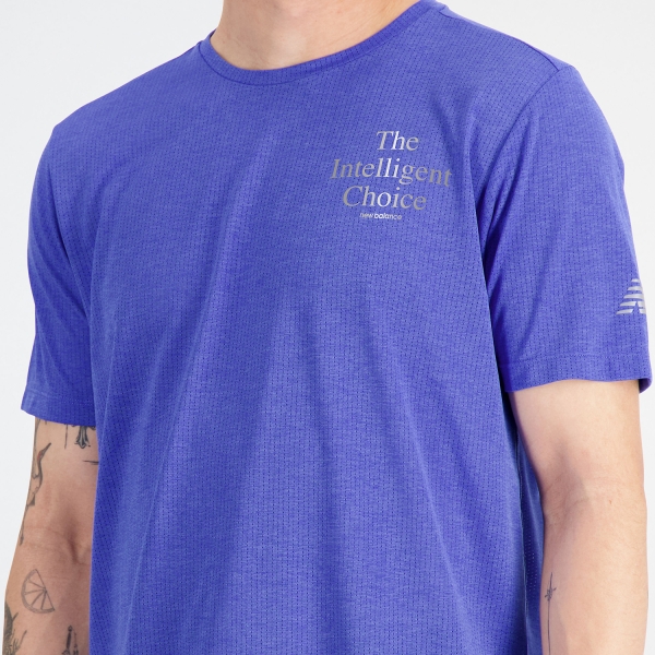 New Balance Graphic Impact T-Shirt - Marine Blue Heather