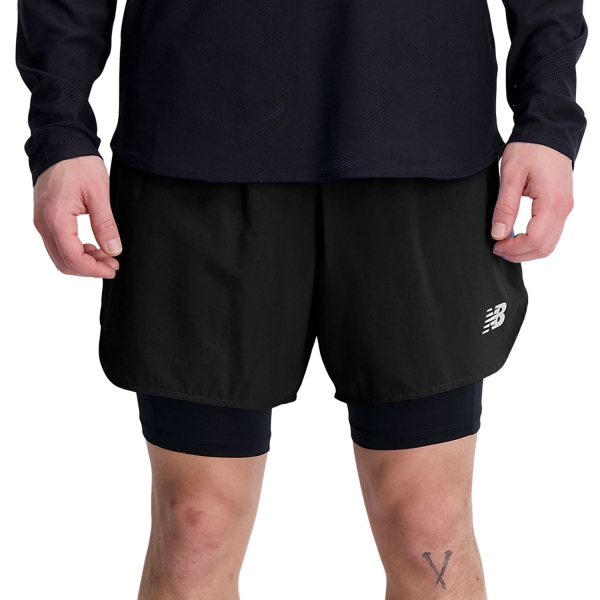 Pantalone cortos Running Hombre New Balance Q Speed 2 in 1 6in Shorts  Black MS33282BK