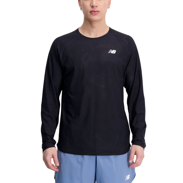 Men's Running Shirt New Balance Q Speed Jacquard Shirt  Black MT33286BK