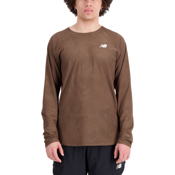 Men's Running Shirt New Balance Q Speed Jacquard Shirt  Dark Mushroom MT33286DUO