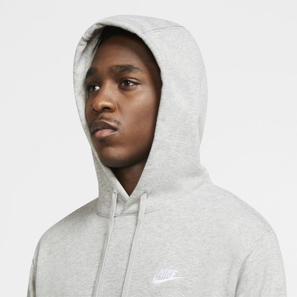 Nike Club Swoosh Hoodie - Dark Grey Heather/Matte Silver/White