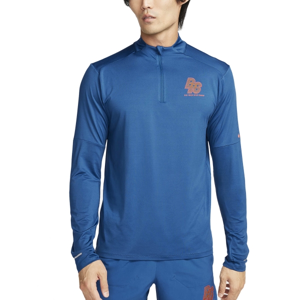 Men's Running Shirt Nike DriFIT Element Energy BRS Shirt  Court Blue/Safety Orange FN3299476