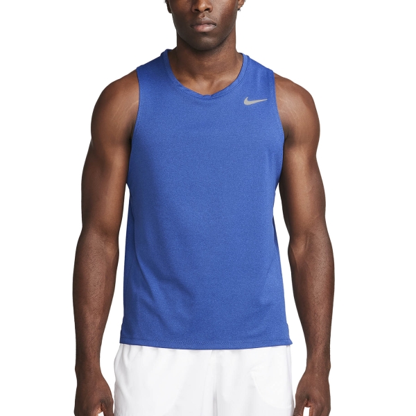 Nike Dri FIT Miler Run Men s Running Tank White Silver