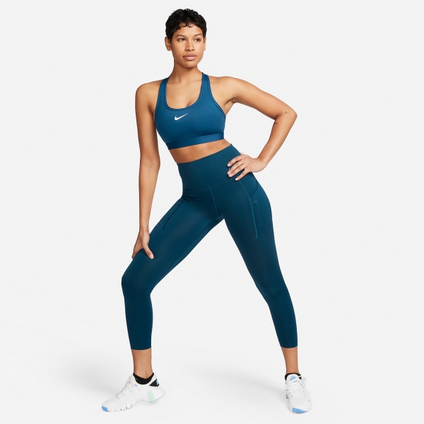 Nike Dri-Fit Navy Blue Capri Leggings W/ Drawstring Back Swoosh