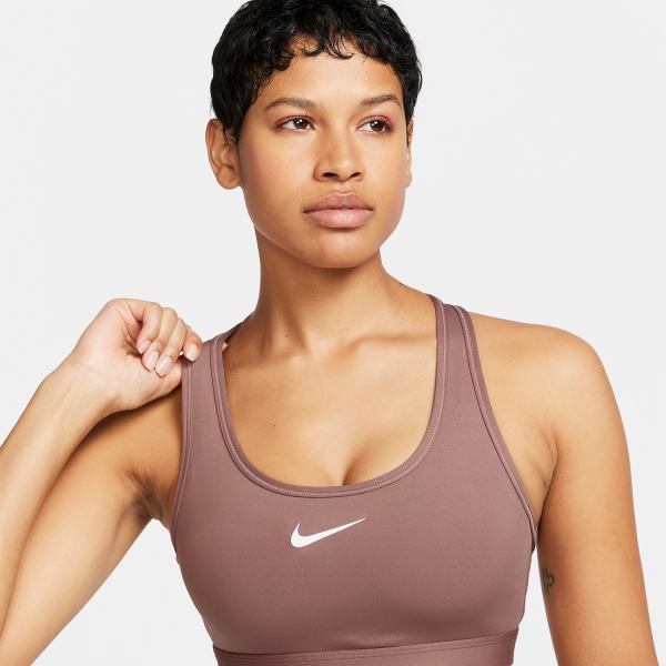 Nike Swoosh Dri-FIT Sports Bra - Smokey Mauve/White