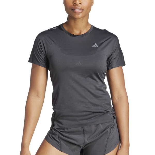 Women's Running T-Shirts adidas Adizero Logo TShirt  Black/Grey Six IK9710