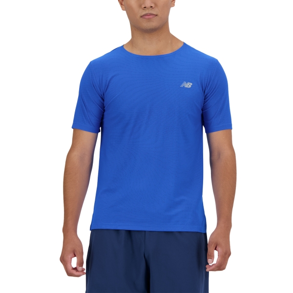 Men's Running T-Shirt New Balance Athletics TShirt  Blue Oasis MT41281BUL