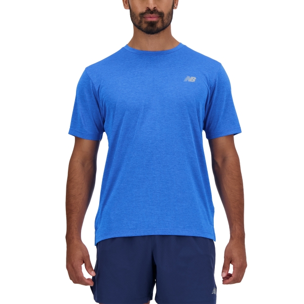 Camisetas Running Hombre New Balance Athletics Run Camiseta  Blue Oasis/Heather MT41253BIA