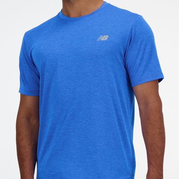 New Balance Athletics Run T-Shirt - Blue Oasis/Heather