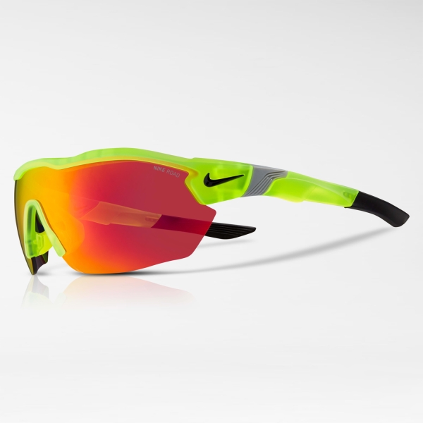 Nike Show X3 Elite L Road Sunglasses - Matte Volt/Road/Red Mirror