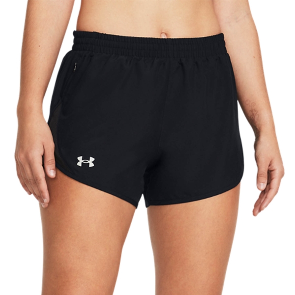Pantaloncini Running Donna Under Armour Fly By 4in Pantaloncini  Black/Reflective 13824380001