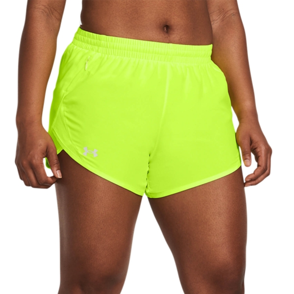 Pantaloncini Running Donna Under Armour Fly By 4in Pantaloncini  High Vis Yellow/Reflective 13824380731