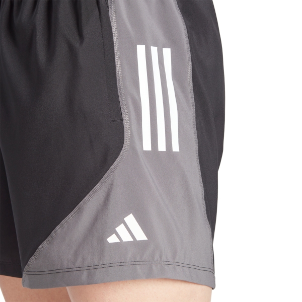 adidas Own The Run Logo 5in Shorts - Black/Halsil/Grey Five
