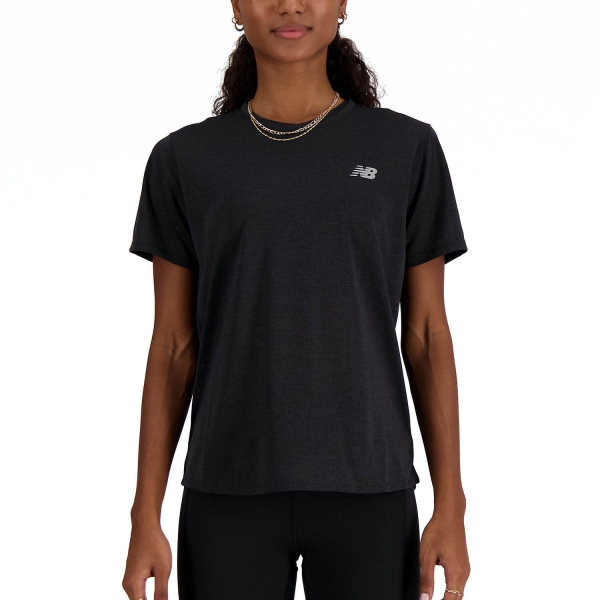 Women's Running T-Shirts New Balance Athletics TShirt  Black Heather WT41253BKH