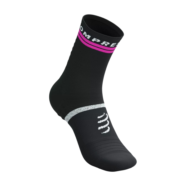 Compressport Pro Marathon V2.0 Socks - Black/Safe Yellow/Neo Pink