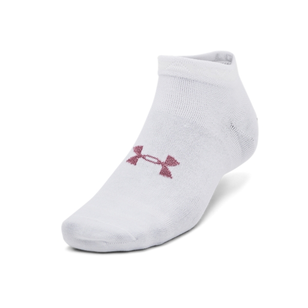 Running Socks Under Armour Essential x 3 Socks  White/Pink Elixir 13829580100