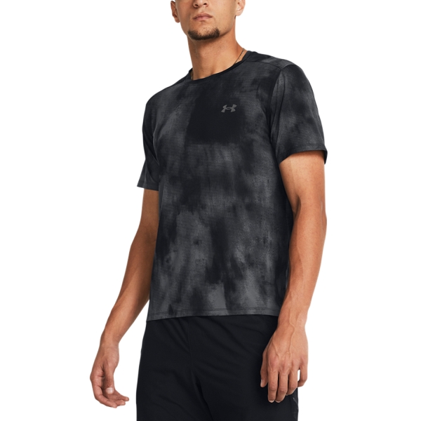 Men's Running T-Shirt Under Armour Laser Wash TShirt  Black/Castlerock/Reflective 13826150001