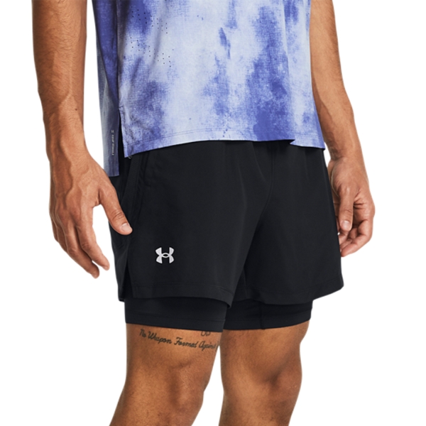 Men's Running Shorts Under Armour Launch 5in 2 in 1 Shorts  Black/Reflective 13826400001