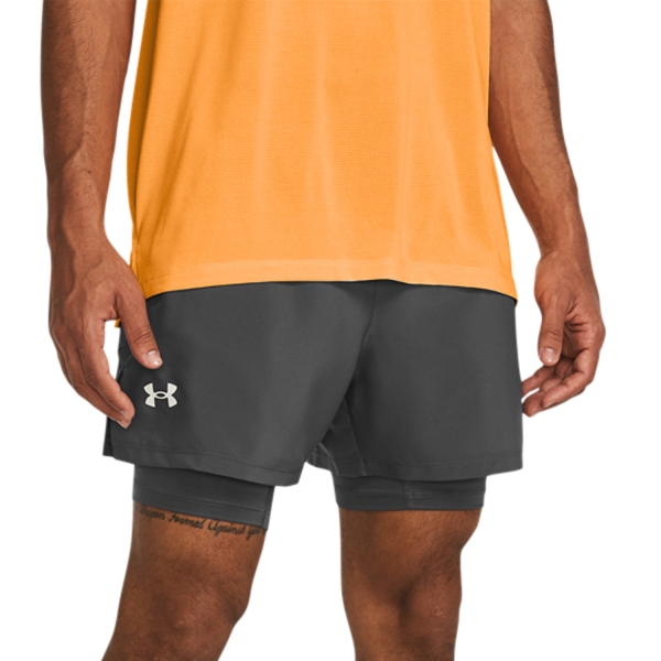 Men's Running Shorts Under Armour Launch 5in 2 in 1 Shorts  Castlerock/Reflective 13826400025