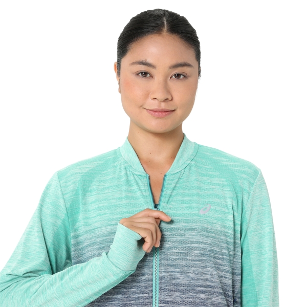 Asics Nagino Run Seamless Jacket - Aurora Green/Blue Expanse