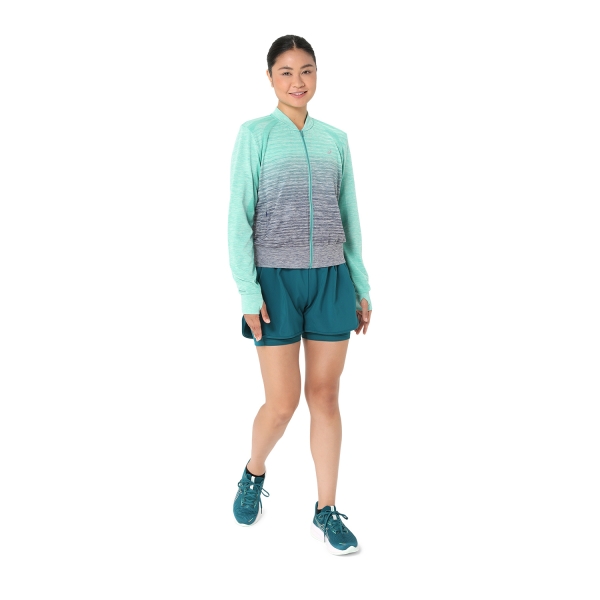 Asics Nagino Run Seamless Jacket - Aurora Green/Blue Expanse