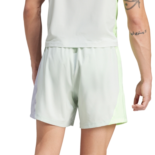 adidas Own The Run Logo 5in Shorts - Linen Green/Green Spark/Halo Silver