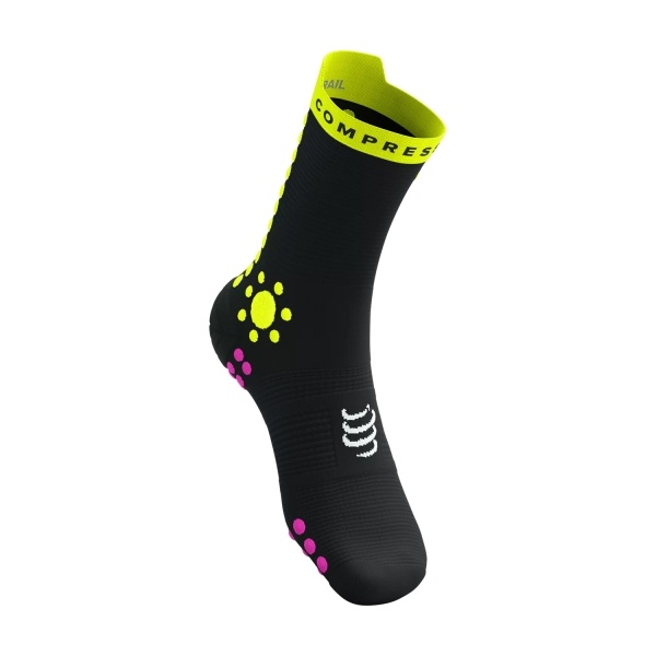 Compressport Pro Racing V4.0 Trail Calze - Black/Safe Yellow/Neo Pink