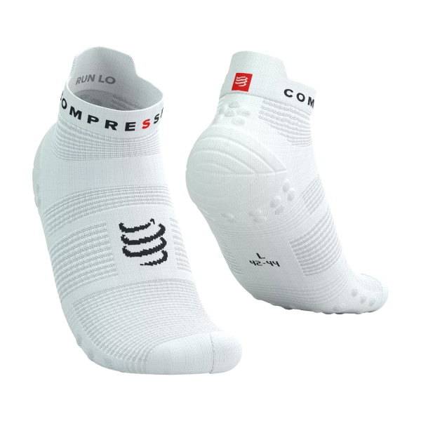 Running Socks Compressport Pro Racing V4.0 Logo Socks  White/Black XU00047B0002