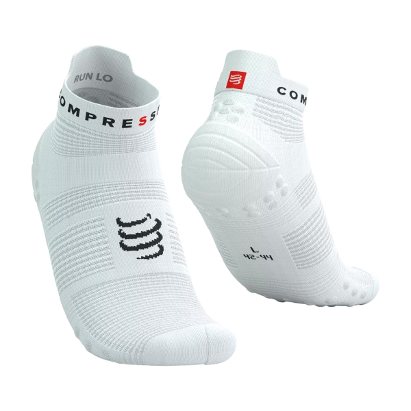 Calze Running Compressport Pro Racing V4.0 Logo Calze  White/Black XU00047B0002