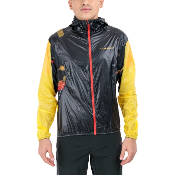 Giacche Trail Running Uomo La Sportiva Blizzard Windbreaker Giacca  Black/Yellow P68999100