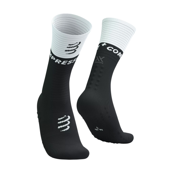 Running Socks Compressport Mid Compression V2.0 Socks  Black/White SQTU3549002