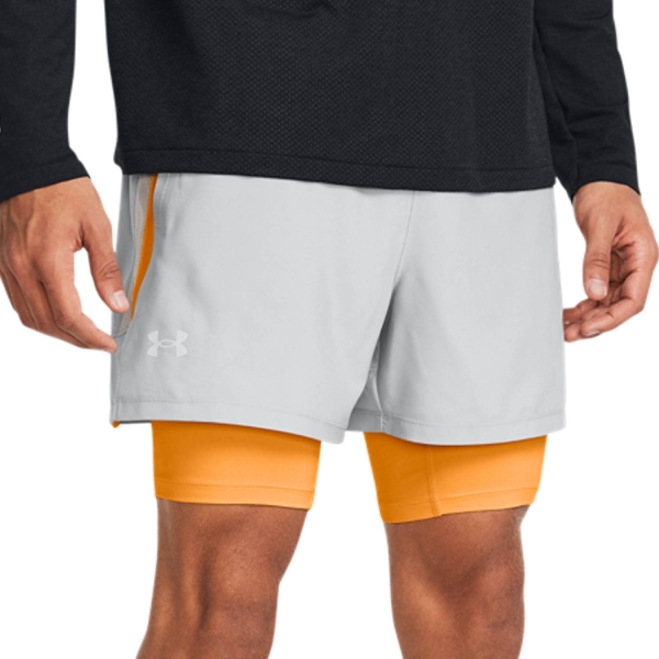 Men's Running Shorts Under Armour Launch 5in 2 in 1 Shorts  Mod Gray/Nova Orange/Reflective 13826400011