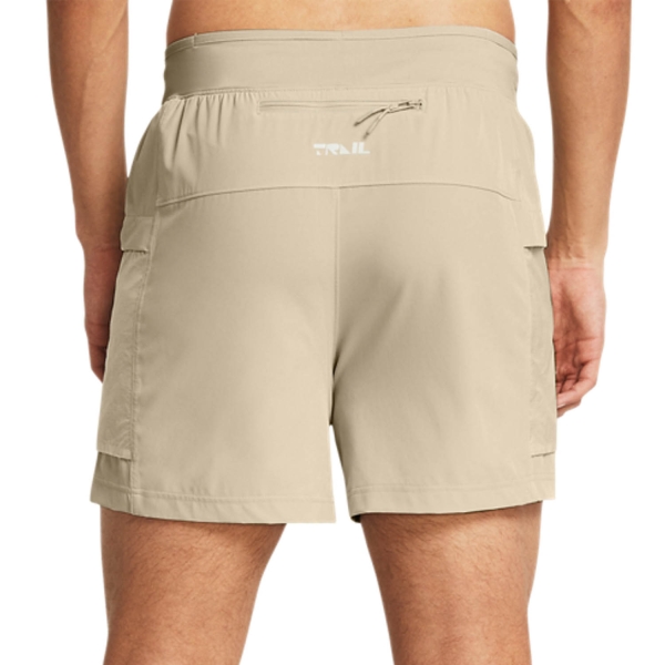 Under Armour Launch Logo 5in Shorts - Khaki Base/Silt/Reflective