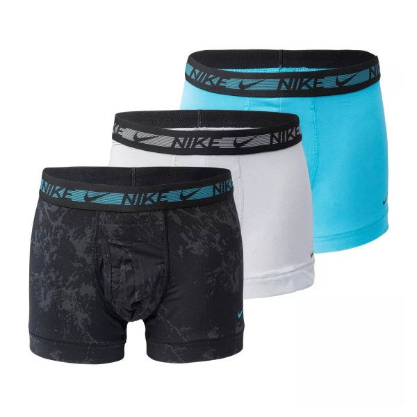 Slip e Boxer Intimi Uomo Nike Trunk x 3 Boxer  Blue Lightning/Grey/Texture Print 000PKE1152AMJ