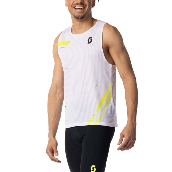 Men's Running Tank Scott RC Run Tank  White/Yellow 4194801070