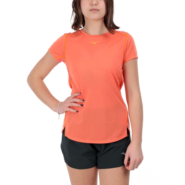 Women's Running T-Shirts Mizuno DryAeroFlow TShirt  Nasturtium J2GAB20454