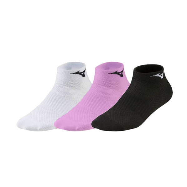 Running Socks Mizuno Drylite x 3 Socks  White/Black/Lilac Chiffon 67UU95078