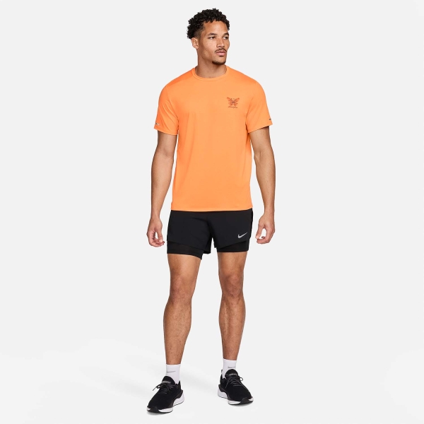 Nike Dri-FIT Rise Logo T-Shirt - Bright Mandarin/Barely Grape/Black