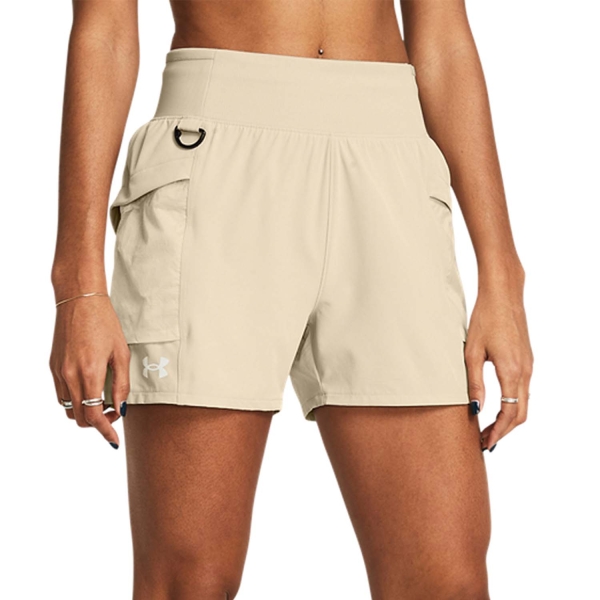 Women's Shorts Trail Running Under Armour Under Armour Launch Logo 5in Shorts  Khaki Base/Silt/Reflective  Khaki Base/Silt/Reflective 