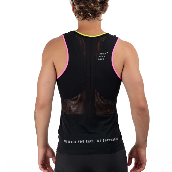 Compressport Pro Racing Tank - Black/Safe Yellow/Neo Pink