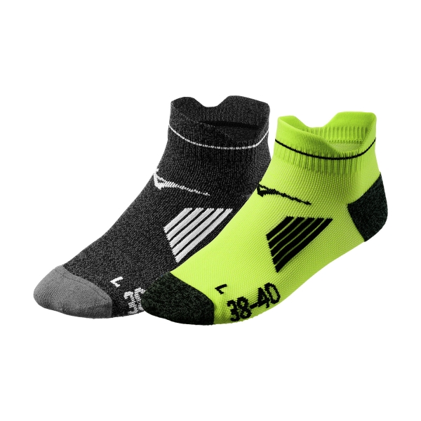 Running Socks Mizuno Active x 2 Socks  Lime/Black J2GX1055Z42
