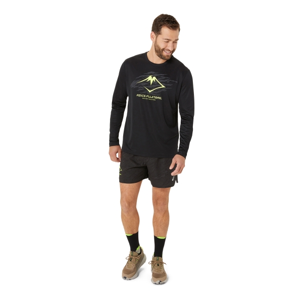 Asics Fujitrail Logo Maglia - P. Black/Graphic Grey/Safety Yellow