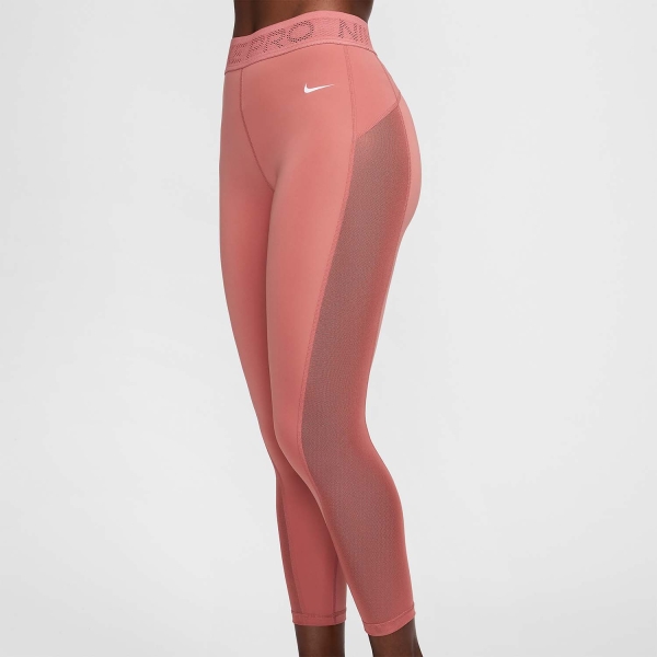 Nike Pro Mid Rise 7/8 Tights - Canyon Pink/White