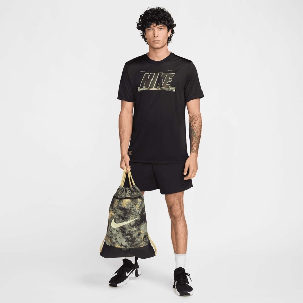 Nike Brasilia Print 9.5 Bolsa - Oil Green/Black/Coconut Milk