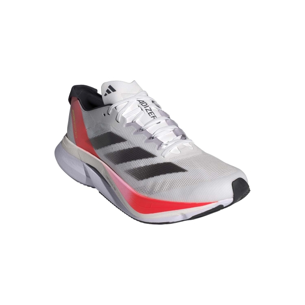 adidas adizero Boston 12 - Cloud White/Aurora Metallic/Solar Red